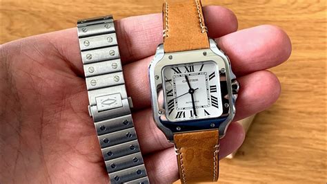 cartier santos strap adjustment|cartier santos on leather strap.